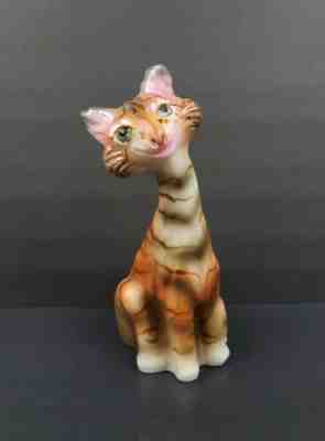 Fenton glass crouching cheapest cat, hand painted by J. K. Spindler