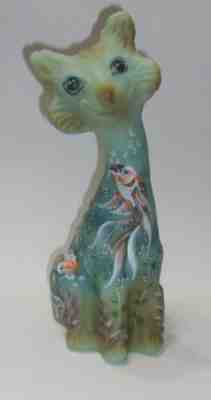 Fenton Glass Jadeite Koi Pond Fish Alley Cat Figurine Ltd Ed #26/51 JK Spindler