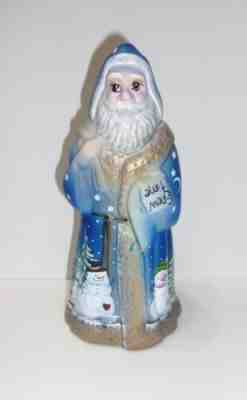 Fenton Glass OOAK Snow Time Snowman Christmas Santa Claus Figurine One of a Kind