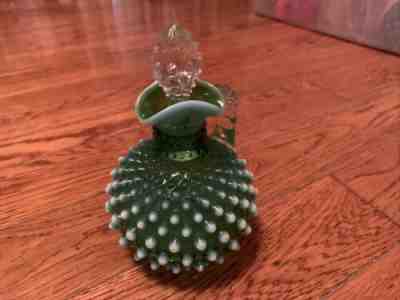 vintage Fenton lime green Opalescent hobnail cruet