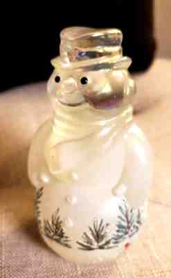 Fenton Snowman Snowlady Woodland Frost Red Cardinal Bird Iridized 95th Anniv