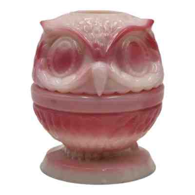 Store Vintage Fenton Pink Rosalene Owl Fairy Lamp