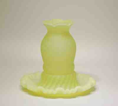 Fenton 2001 Yellow Topaz Vaseline Spiral Optic 1pc Fairy Lamp, UV
