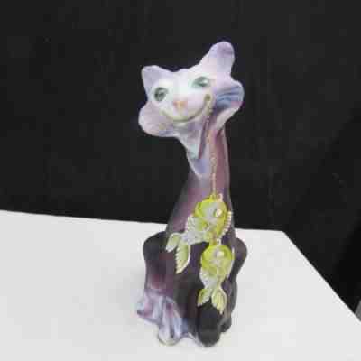 Fenton Purple Mist Slag GSE Fish Hand Painted Alley Cat Special Order 2012 C2044