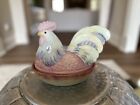 Rare Fenton Rooster On Nest - 2 Piece Dish