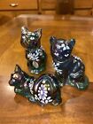 Set/3 1950 Fenton Green Iridescent Hand Painted Signed By S Shephard,  C Mackey