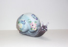 Fenton Glass Plum Purple HP Butterflies Snail Figurine Ltd Ed #10/70 M. Kibbe