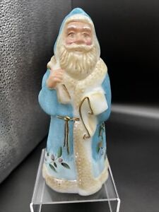 Vintage Fenton Satin Glass Santa Holding list/bag Signed D. Frederick. 754/1000