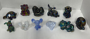 Lot of 11 Fenton Carnival Iridescent Opalescent Animal Figurines Snail Squirrel