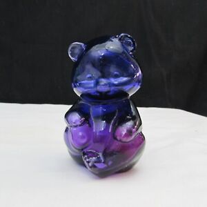 Fenton Purple swirl glass offers bear