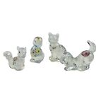 SET OF 4 - Fenton Cat, Squirrel, Duck, Puppy Dog Figurine Glass Signed Flowers