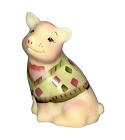 LE QVC Fenton Glass- Burmese Pig - Pink Bowtie & Argyle Sweater - HP Figurine