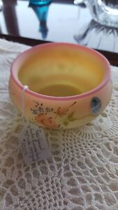 Rare Special Fenton Burmese Bowl.  1997 Exclusive signed by the Artist T. Watson