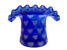 Fenton Heart Optic Cobalt Blue Art Glass Top Hat Vase Rare Find Mint Condition