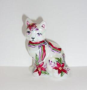 Fenton Glass One of a Kind Christmas Mouse & Poinsettia Cat OOAK by Sunday Davis