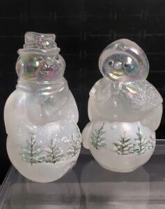 Fenton Woodland Frost Mr & Mrs Snowman Red Cardinal  White Opal Irridescent