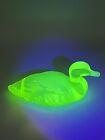 Fenton Vaseline Topaz Opalescent Glass Mallard Duck Figurine. Stickered