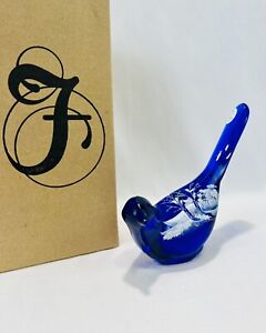 Fenton Canaan Valley at Winter Christmas Blue Cobalt Long Tail Bird of Happiness