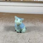 Fenton Lotus Mist Burmese Glass Hand Painted Pig. Signed. Green A. Farley