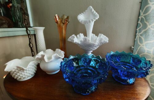 Vintage Fenton Epergne high quality Center Piece Milk glass