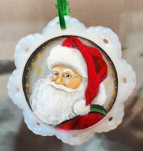 Fenton Glass Christmas Ornament One of a Kind Santa Claus OOAK by CC Hardman