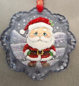 Fenton Glass Christmas Ornament One of a Kind Santa Claus OOAK by CC Hardman