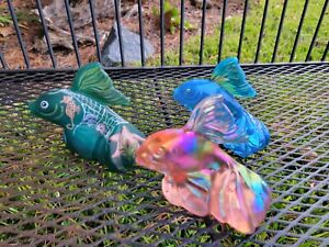 New ListingGORGEOUS Lot Of 3 Fenton Koi Fish Figurines - MUST SEE!!