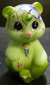 Fenton LE Hand Painted Morning Glory Bear Figurine Barley #8/24 (2022) Excellent