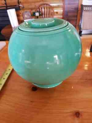 Vintage Fiesta Ware HLC Kitchen Kraft Green Cookie Jar Canister Ball Shape
