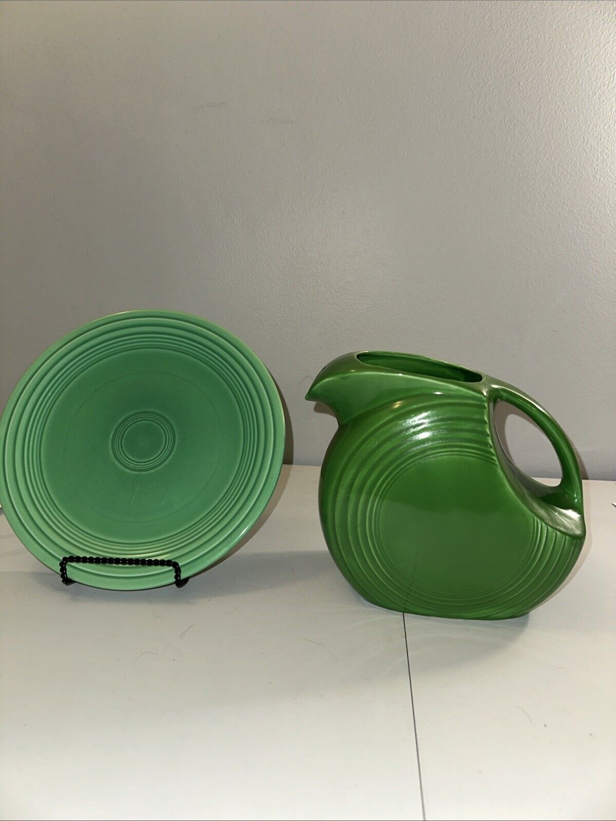 Vintage Fiesta Fiestaware Medium Green Disc Pitcher