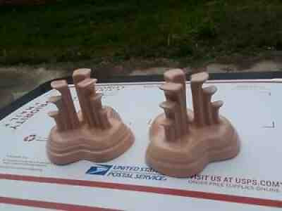MINT! Pair Vintage Fiesta Ware Fiestaware Pink Pyramid Tripod Candle Holders