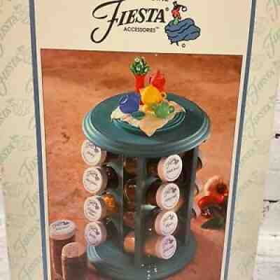 RARE IN BOX Fiesta Fiestaware Rotating Spice Rack with 16 Bottles