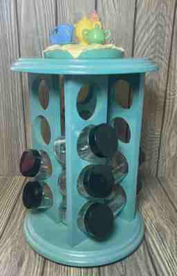 Vintage Genuine Fiesta Ware Lazy Susan Spice Rack *Rare w/ 10 Spice Jars