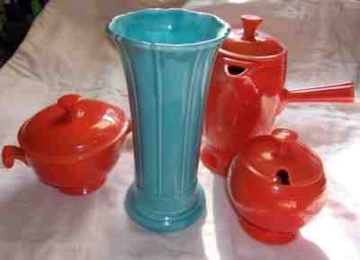 RARE Vintage Fiesta Fiestaware Radio Active RED Cov'd Marmalade Nice Condition