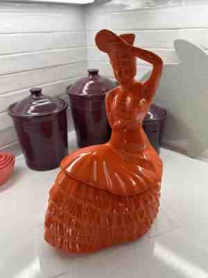 HTF New Fiesta Ware Dancing Landy Cookie Jar Poppy- Retired
