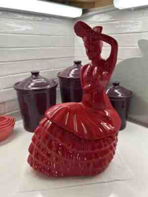 HTF New Fiesta Ware Dancing Landy Cookie Jar Scarlet- Retired