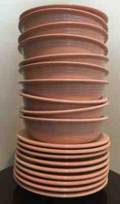 Fiesta Peach Apricot Fiestaware 10 Soup/Cereal Bowls & 9 Side Plates Homer Laugh