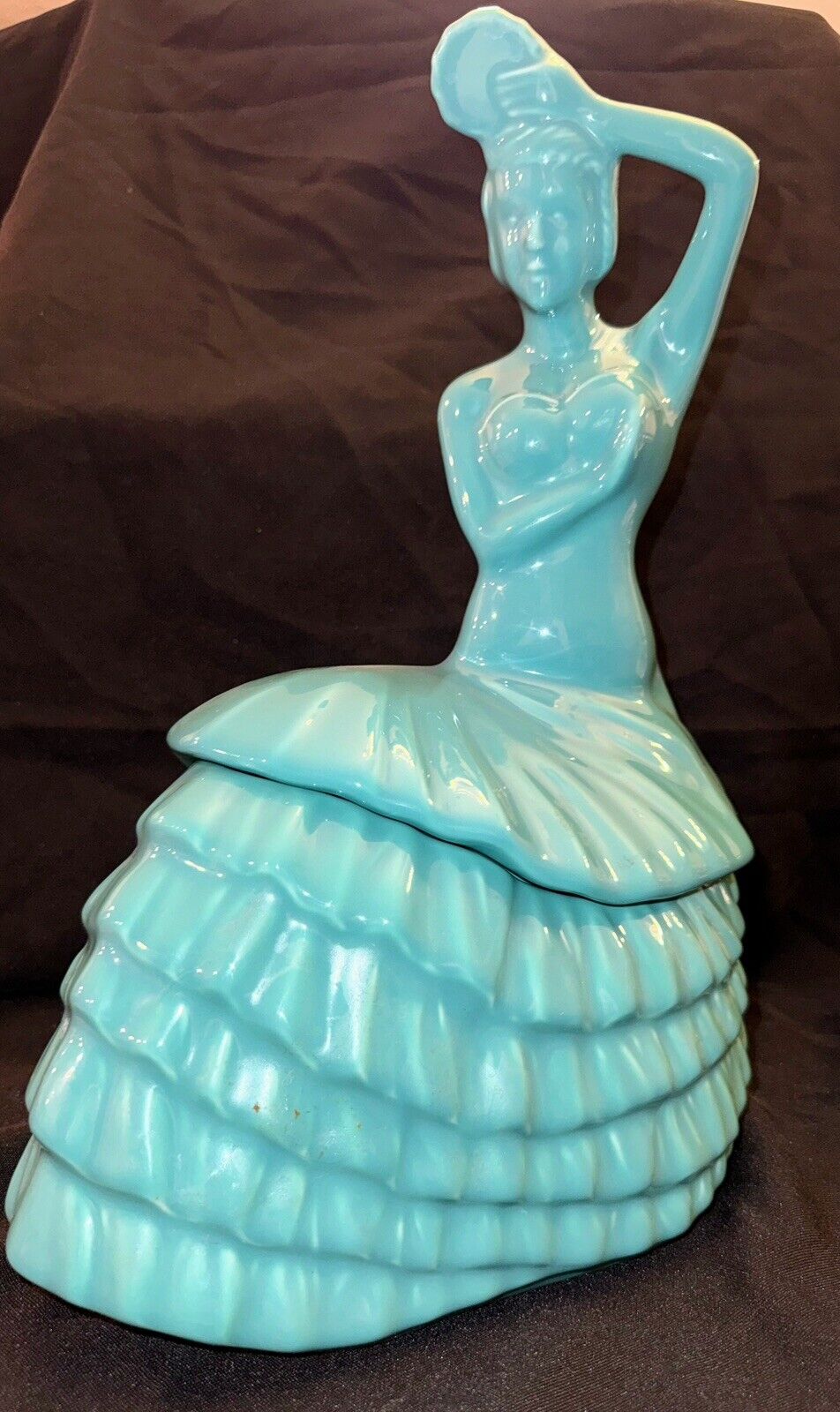 DANCING LADY COOKIE JAR turquoise blue FIESTA WARE NEW NWT No Box