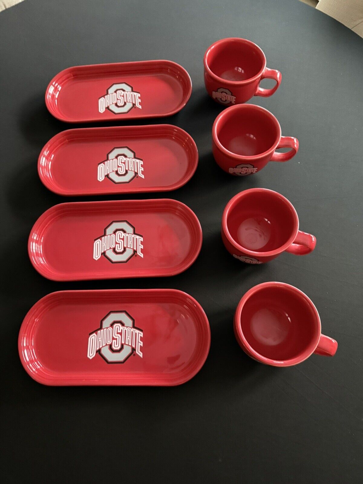FiestaWare Ohio State University OSU Bread Trays & Jumbo Soup Mugs 8 Pc Fiesta