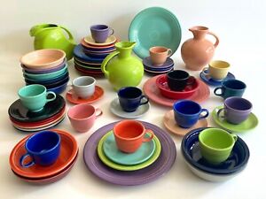 VINTAGE 1980'S FIESTAWARE HOMER LAUGHLIN MULTICOLOR DINNERWARE - 66 PC LARGE SET