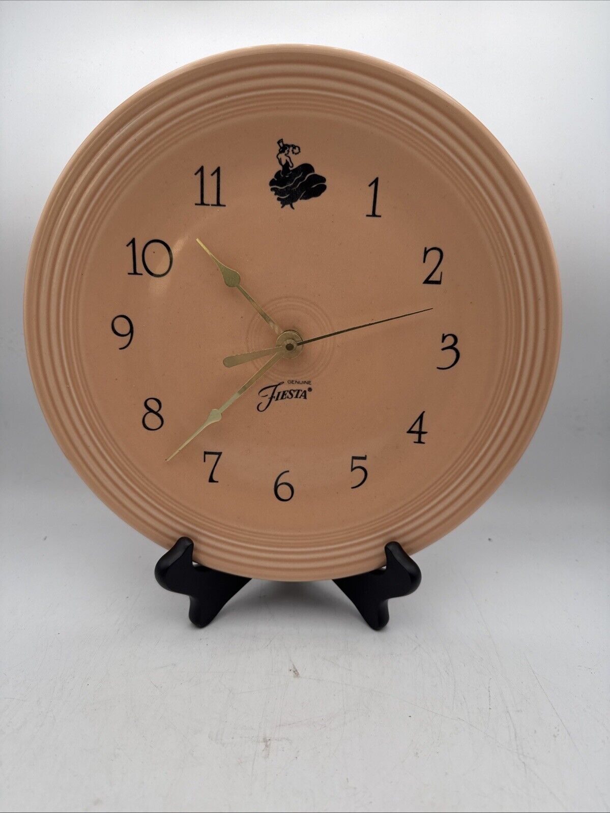 Vintage Fiesta Apricot  Plate Wall Clock Dancing Girl 10" Homer Laughlin Retired