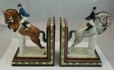 Rare VTG Fitz & Floyd Equestrian Horse Bookends New in Box