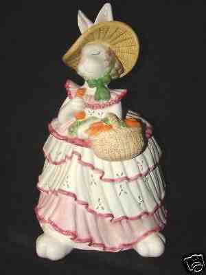 New in Box Retired Fitz and Floyd Scarlet O'Hare Rabbit Cookie Jar  Easter Gift