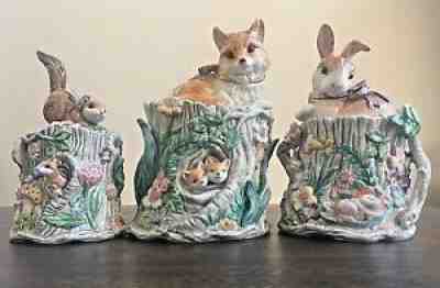 Vintage Lot Fitz & Floyd Classics Woodland Spring Cookie Jars Retired RARE find!