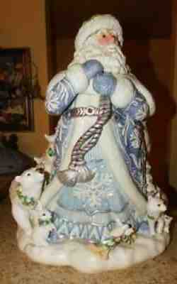 FITZ & FLOYD CRYSTAL WINTER SANTA COOKIE JAR - RARE!!! FOR FRANCES