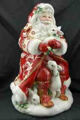 Santa & Animals Cookie Jar, Fitz & Floyd Town & Country, Bunny Fox Squirrel
