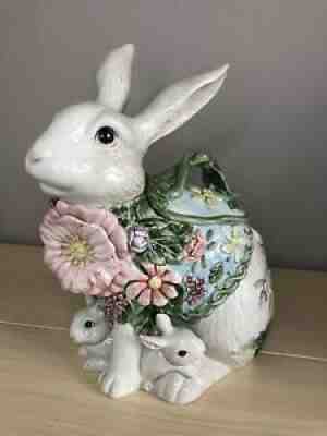 Fitz And Floyd Fauna and Flora Bunny Cookie Jar Original Box EUC