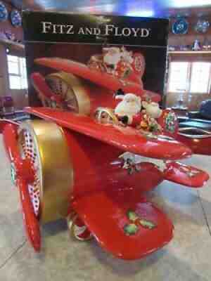 Vintage Rare Fitz & Floyd Santa Christmas Airplane Cookie Jar One of 5000 HTF