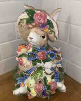 Retired Fitz & Floyd Mayfair Bunny Rabbit Hand Painted Cookie Jar 1994 Sri Lanka