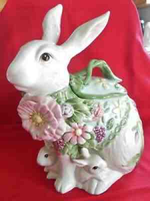 Discontinued Fitz & Floyd Fauna & Flora Rabbit Cookie Jar MINT